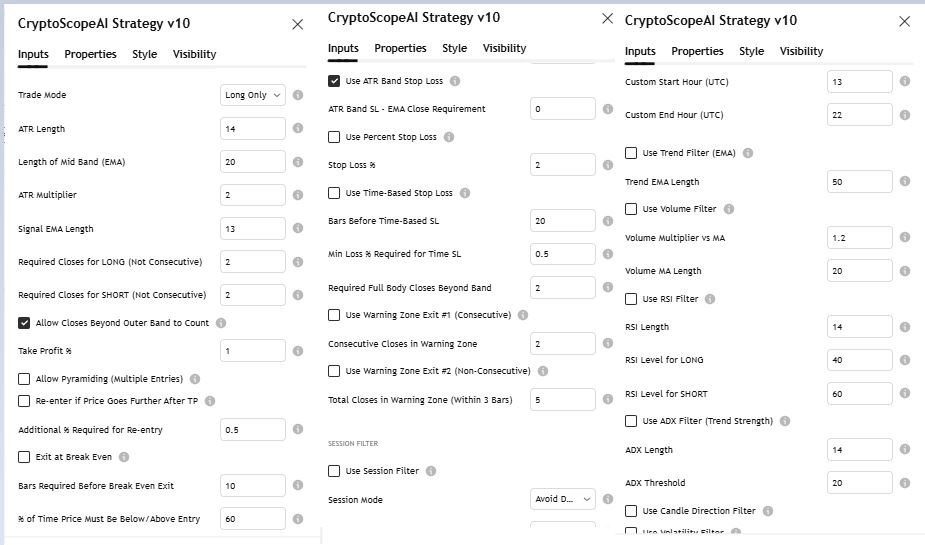 Filter Settings Panel